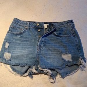 High waisted denim shorts
